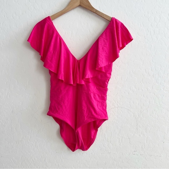 Trina Turk Monaco Ruffle One Peice Swimsuit Rose Pink - Picture 3 of 10